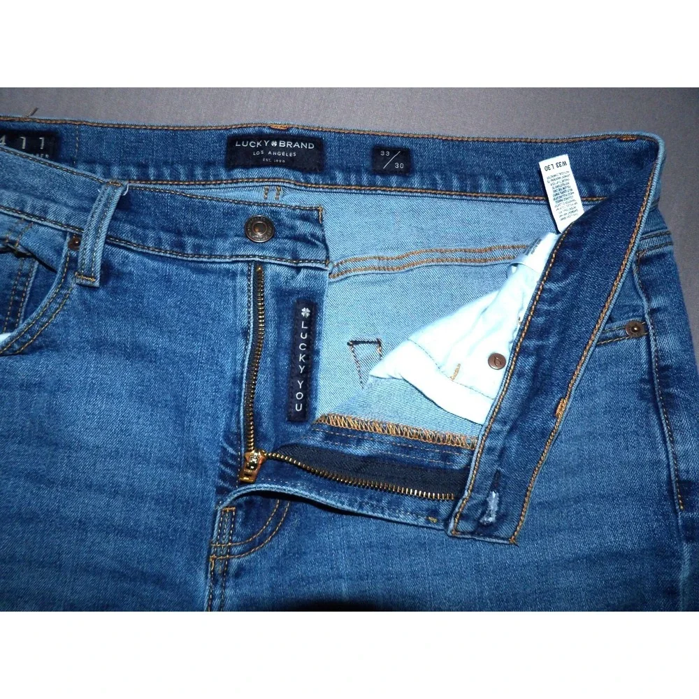 Lucky Brand Medium Wash 411 Athletic Tapered Stretch Denim Jeans Men's 33 X 30